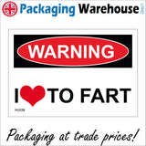 HU038 Warning I Love To Fart Sign with Heart