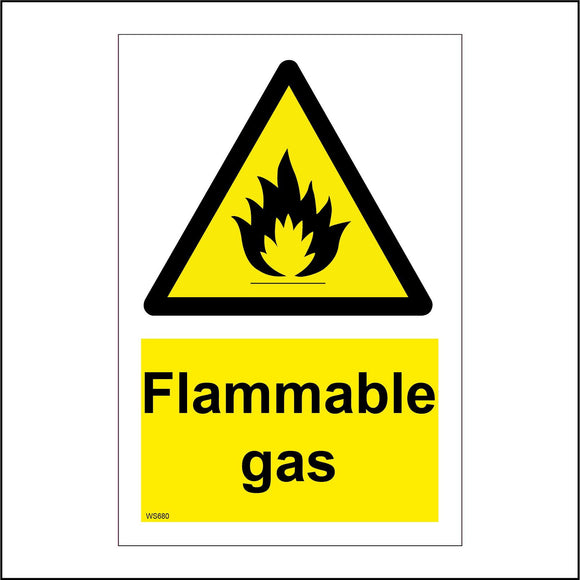 WS680 Flammable Gas Sign with Triangle Fire