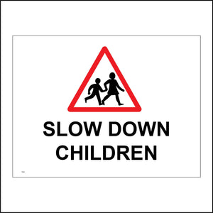 CS228 Slow Down Children  Sign with Triangle Children