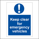 MA105 Keep Clear For Emergency Vehicles Sign with Exclamation Mark