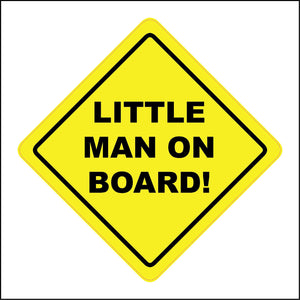 HU351 Little Man On Board Safety Distance Yellow Diamond Warning Car