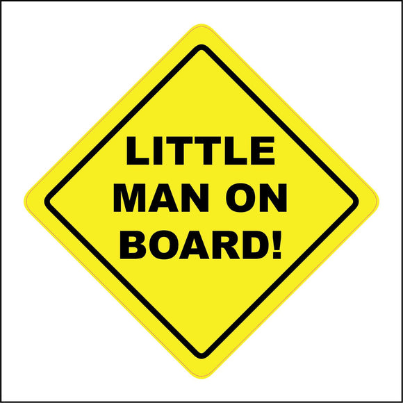 HU351 Little Man On Board Safety Distance Yellow Diamond Warning Car