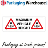 TR243 Maximum Vehicle Height 4.0M Sign with Two Triangles 4.0M