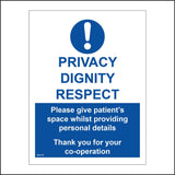 MA416 Privacy Dignity Respect Sign with Circle Exclamation Mark