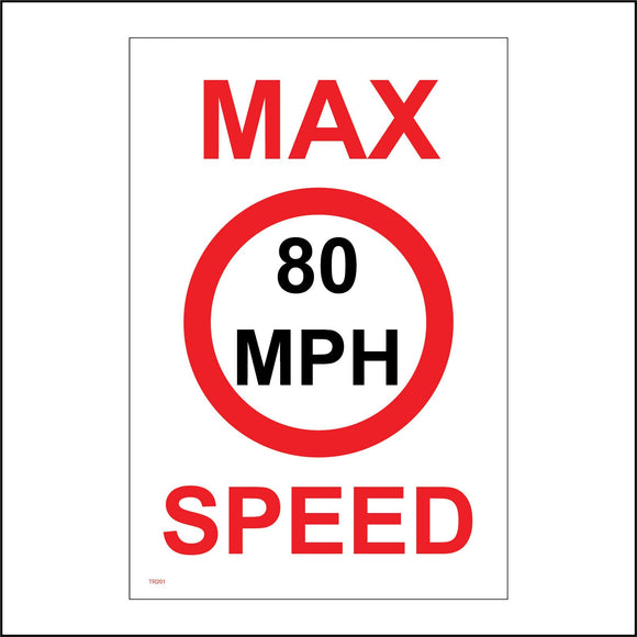 TR201 Max Speed 80 Mph Sign with Circle