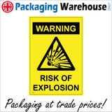 WS502 Warning Risk Of Explosion Sign with Triangle Shattered Rocks