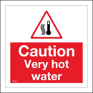 WS855 Caution Very Hot Water Sign with Triangle Thermometer 3 Squiggly Lines