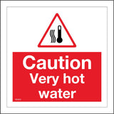 WS855 Caution Very Hot Water Sign with Triangle Thermometer 3 Squiggly Lines