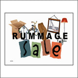GE282 Rummage Sale Sign with Mirror Lamp Shirt Bike Box