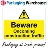 WS994 Beware Oncoming Construction Traffic Sign with Exclamation Mark