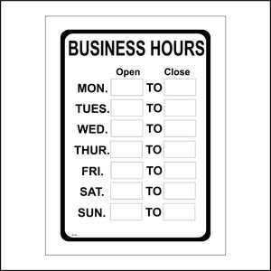 GE149 Business Hours Sign