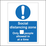 MA634 Social Distancing Zone Only People Allowed In At A Time Sign with Exclamation Mark