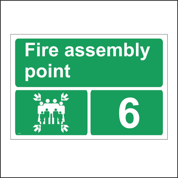 FS250 Fire Assembly Point 6 Sign with Arrows People Number 6