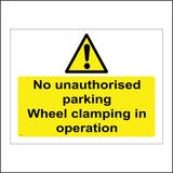 VE144 No Unauthorised Parking Sign with Triangle Exclamation Mark
