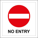 PR193 No Entry Sign with Red Circle White Oblong