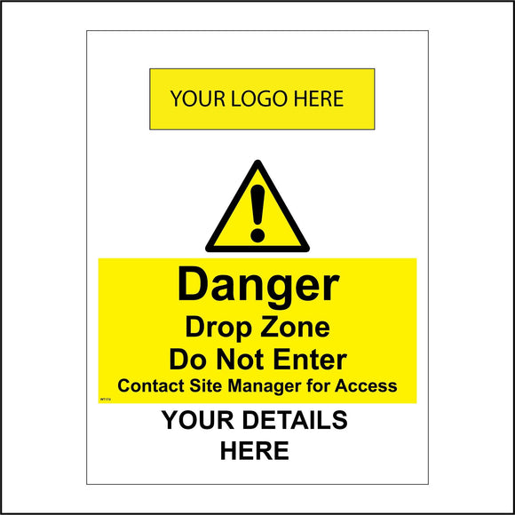 WT174 Danger Drop Zone Do Not Enter Logo Details Company Name