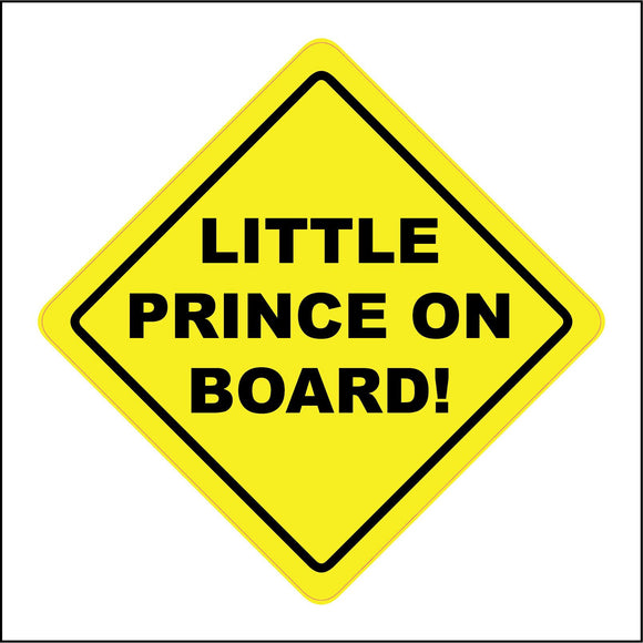HU353 Little Prince on Board Yellow Safety Warning Car Distance Diamond