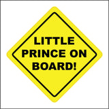 HU353 Little Prince on Board Yellow Safety Warning Car Distance Diamond