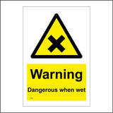 WT008 Warning Dangerous When Wet Sign with Cross