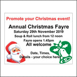 CM967 Promote Your Christmas Event Annual Christmas Fayre Personalise Details Sign with Father Christmas Bell
