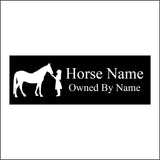 CM995 Horse Name Owned By Name Sign with Horse Girl