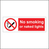 NS058 No Smoking Or Naked Lights Sign with Circle Cigarette