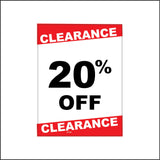 GE299 Clearance 20% Off Sign with Percentage Symbol