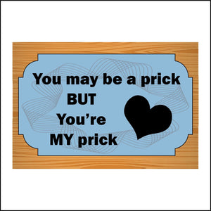HU282 You May Be A Prick You're My Prick Sign with Swirls Heart