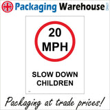 TR212 20 Mph Slow Down Children Sign with Circle