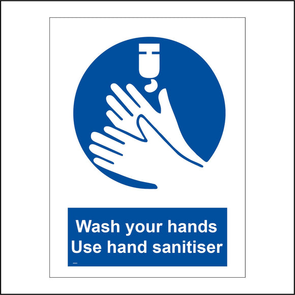 MA622 Wash Your Hands Use Hand Sanitiser Sign with Hands/Gel/Dispenser/Sanitiser