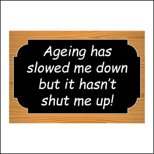 HU331 Ageing Slowed Me Down Shut Me Up Speech Talk Words Fun Gift Office Work Plaque