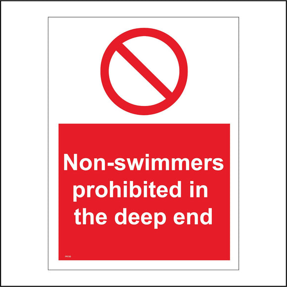 PR130 Non-Swimmers Prohibited In The Deep End Sign with Circle