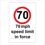 TR057 70 Mph Speed Limit In Force Sign with Circle