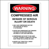 WS726 Warning Compressed Air Beware Of Serious Injury Or Death Sign with Square