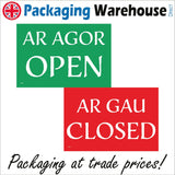 DS045 Ar Agor Open Ar Gau Closed English Welsh Bilingual Sign