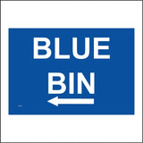 GE846 Blue Bin Left Arrow Direction Rubbish Trash Buildings Commercial Work Beach Park