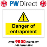 WS862 Danger Of Entrapment Sign with Triangle Exclamation Mark
