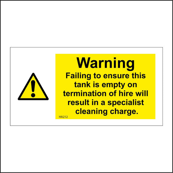 HA212 Failing To Ensure Tank Is Empty Cleaning Charge