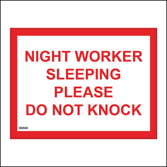 GE945 Night Worker Sleeping Please Do Not Knock