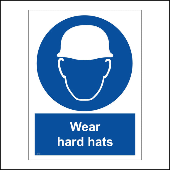 MA150 Wear Hard Hats Sign with Face Hard Hat