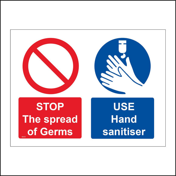 MA628 Stop The Spread Of Germs Use Hand Sanitiser Sign with Hands/Gel/Dispenser/Sanitiser