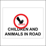 CS234 Children And Animals In Road Sign with Circle Hand Speed