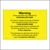 CM227 Warning These Premises Are Protected By Personalise Choice Sign