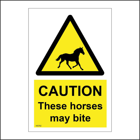 WS702 Caution These Horses May Bite Sign with Triangle Horse