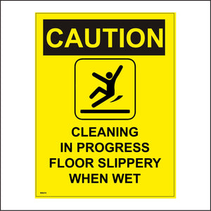 WS474 Caution Cleaning In Progress Floor Slippery When Wet Sign with Triangle Person