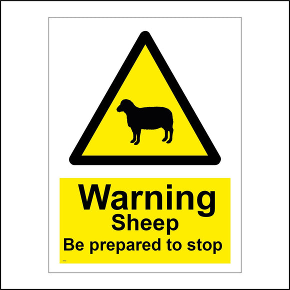 WS620 Warning Sheep Be Prepared To Stop Sign with Triangle Sheep
