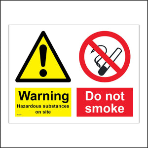 MU219 Warning Hazardous Substance Do Not Smoke Sign with Triangle Exclamation Mark Circle Cigarette