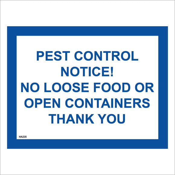 HA235 Pest Control No Loose Food Open Containers