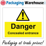 WS491 Danger Concealed Entrance Sign with Triangle Exclamation Mark