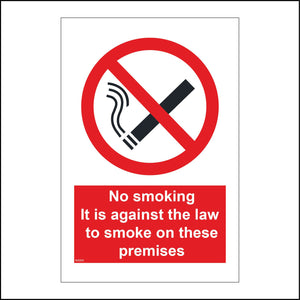 NS060 No Smoking It Is Against The Law To Smoke On These Premises Sign with Circle Cigarette